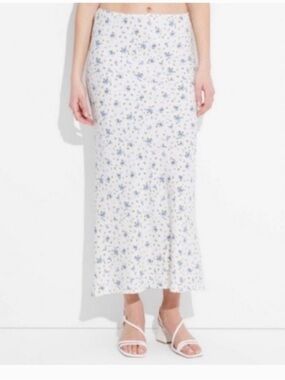 wild fable White Maxi Skirt with Blue Floral Print